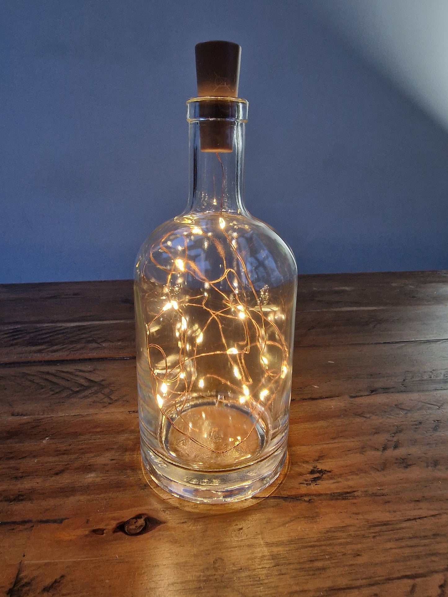 Personalised Copper Wire Firefly Fairy Glass Etched Bottle Lights. Table Settings, Wedding Presents, Corporate Gifts, Personalised Gifts.