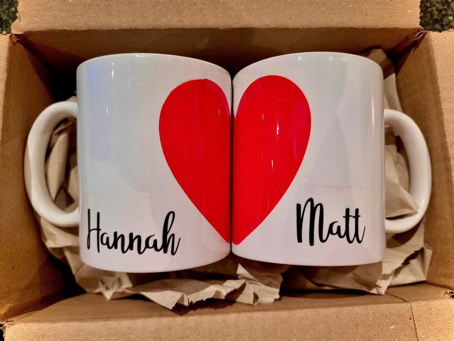 Personalised Set Of Love Heart Mugs. His and Hers. Custom mug. Gift for her. Gift for him. Wedding gift. Birthday gift