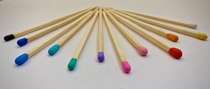 Luxury Long Coloured Matches In Glass Tube With Cork Lid. Perfect For Personal/Corporate Gift, Table Decor For Home/Work