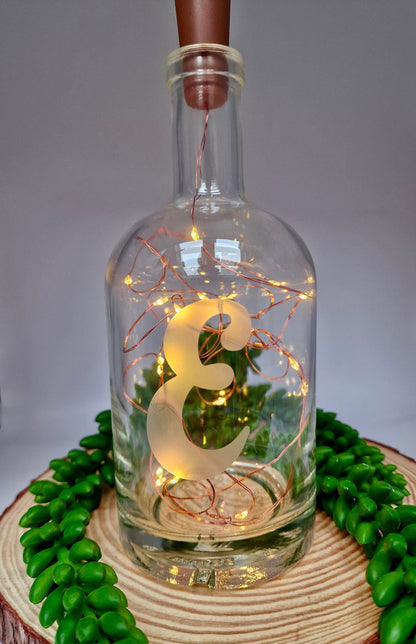 Personalised Copper Wire Firefly Fairy Glass Etched Bottle Lights. Table Settings, Wedding Presents, Corporate Gifts, Personalised Gifts.