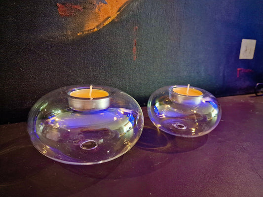 Hand blown Glass Tea Light Holders. Perfect as a gift