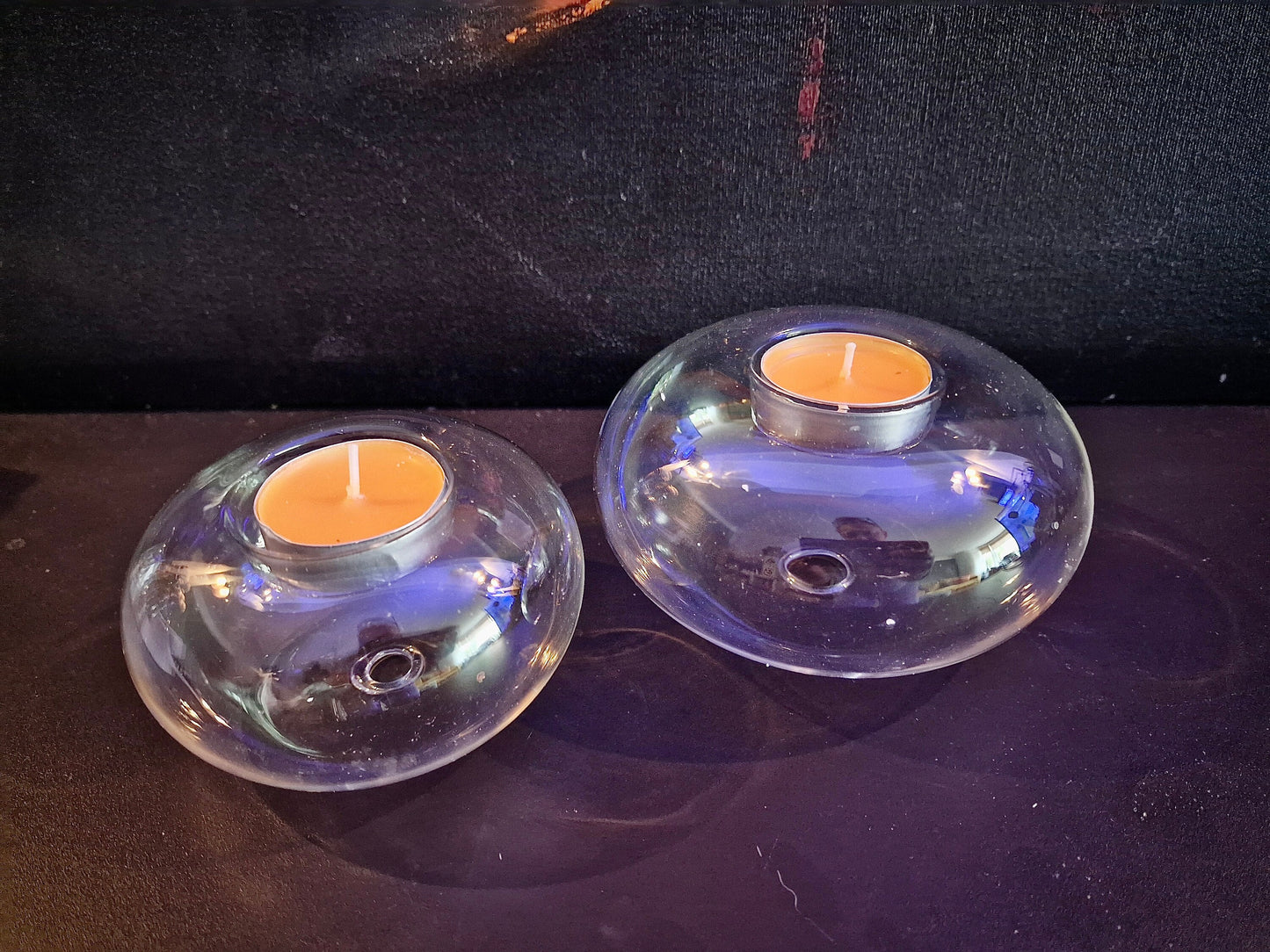 Hand blown Glass Tea Light Holders. Perfect as a gift